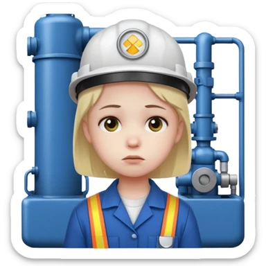 a child with a sad face works in a factory sticker