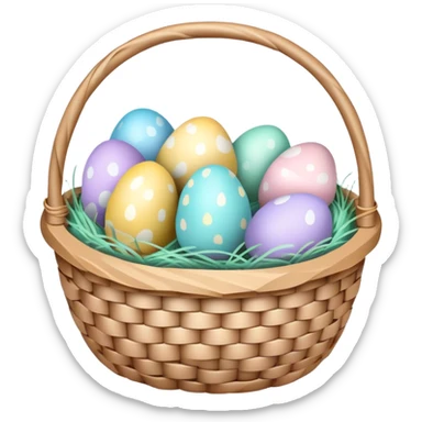 Easter basket with colorful eggs sticker
