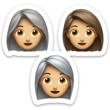 Dancing girls 1 with brown long hair 2 with brown short hair and 1 with short gray hair sticker