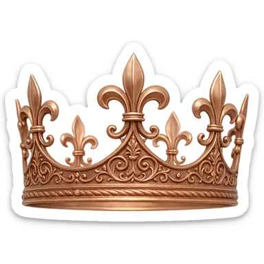 rose gold medieval crown, ornate, metallic, regal, minimal background sticker