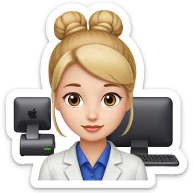 receptionist face with bun sticker