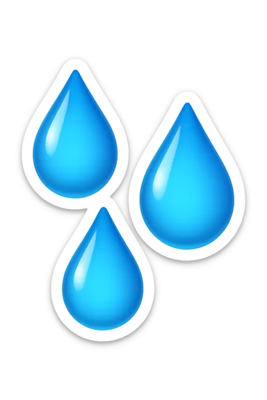 emoji 3d stile iphone che rappresenta 3 GOCCE DI ACQUA 3d sticker