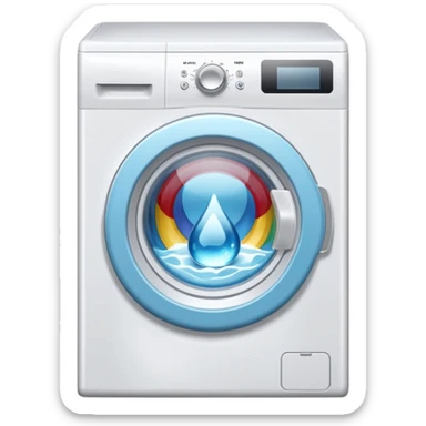 create an icon for white washing machine with big water drop in front sticker