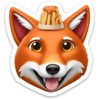 Fox wearing a hotdog hat sticker