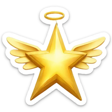 Golden Star with angel wings sticker