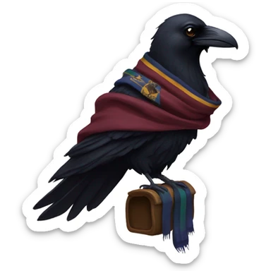 Raven with hogwarts scarf sticker