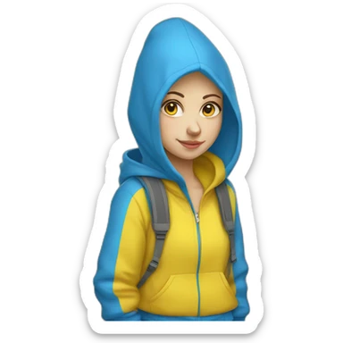 Ukrainian girl in blue and yellow hoodie sticker