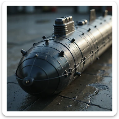 torpedo, detailed texture, realistic lighting, in a military setting sticker
