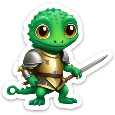 a gecko as an knight sticker