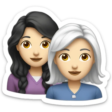 two senior software developer female friends with black hair and white skin sticker