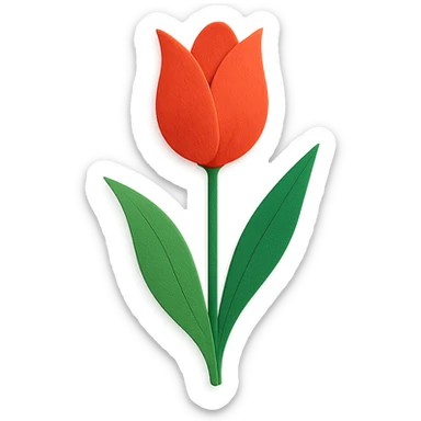 single tulip, layered paper details, elegant shape, vivid color sticker