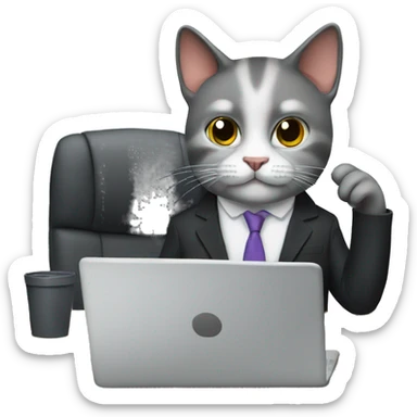 business cat working sticker
