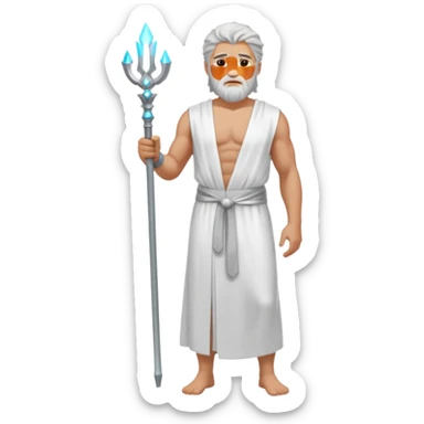 fullbody silverhair shirtless god ZEUS, white robe over shoulder, standing still sticker