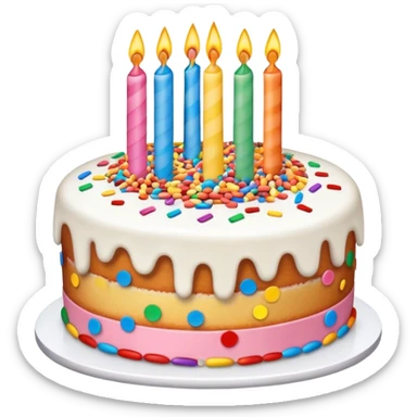 Realistic confetti birthday cake sticker