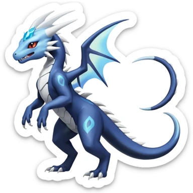 White iridescent Salandit-Kyurem-Absol-Shinx-fusion-hybrid, full body sticker