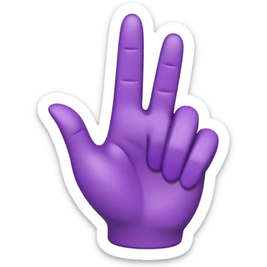A 3D emoji-style human hand making a ‘pointing up with one finger’ gesture. The entire hand is colored in vibrant purple, with smooth glossy texture, simple shading, and no background. sticker