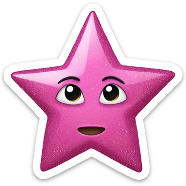 Pink star with glitter sticker