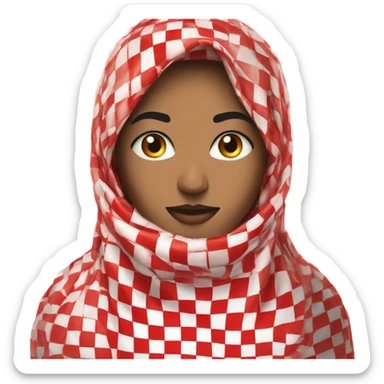 Woman wearing red and white checkered kuffiyeh covering mouth sticker