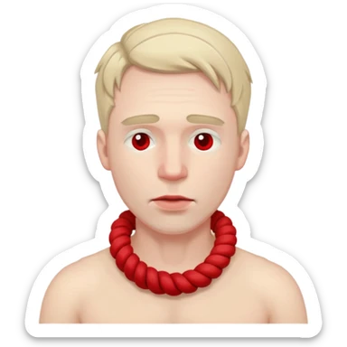 A man suffocating himself with a rope around his throat tight sticker