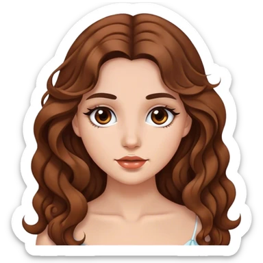 Beautiful girl,brown hair,wavy hair，long hair,Black eyes, European  sticker
