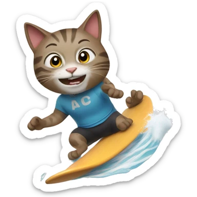 A cat surfing sticker