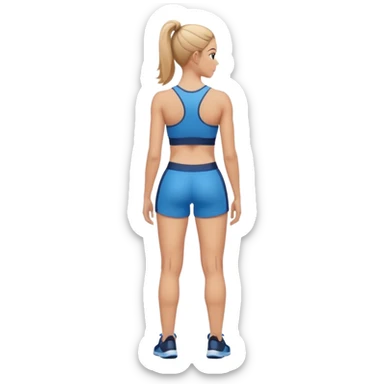 sporty woman cartoon emoji style without cloths back view sticker