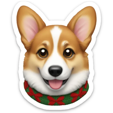 Corgi puppy dressed in a Christmas sweater sticker