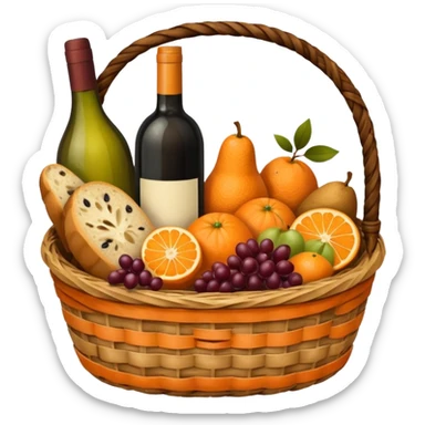 Orange basket with both food, drink and fruits sticker