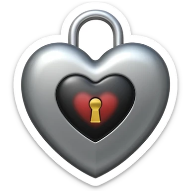 heart with black and silver lock sticker