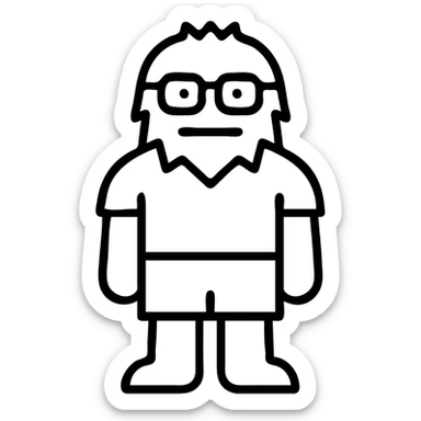 minimalist icon of a yeti wearing a red shirt, shorts, and glasses sticker