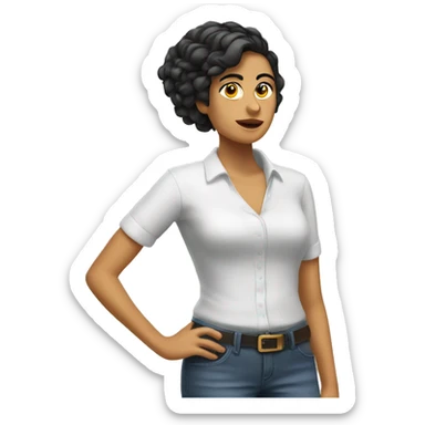 Chica blanca rizada  sticker