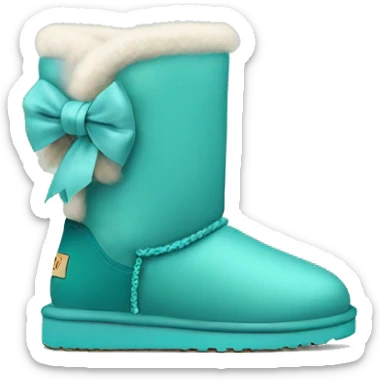 Realistic light teal ugg boots with fur and  and light teal bow. sticker