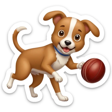 Dog playing cricket sticker
