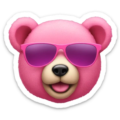pink teddy bear with sunglasses sticker