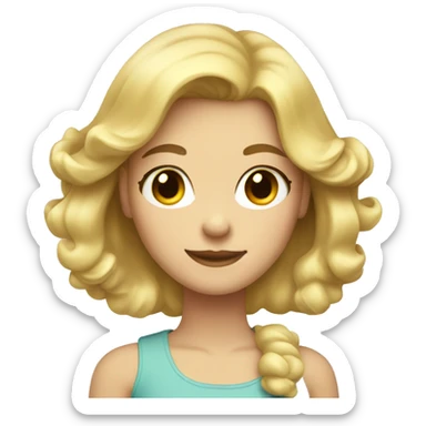 girl with blond hair, said hello, retro style sticker