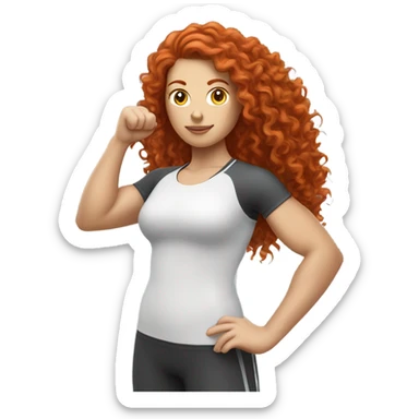 Sporty white Girl kettlebelt coach with long curly red hair sticker