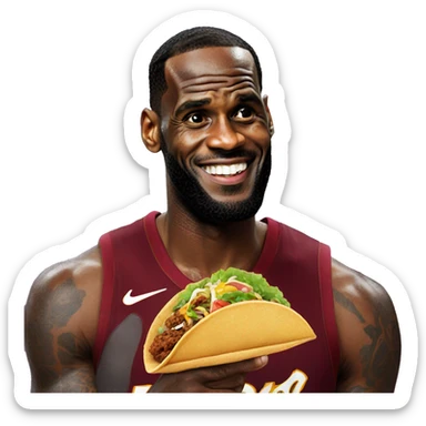 lebron holding a taco sticker