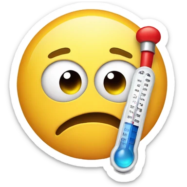 emoticon with a thermometer in its mouth sticker