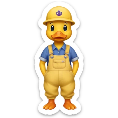 Yellow Duck wearing overalls with Tarleton logo  sticker