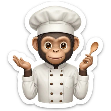 Chimpanzee wearing a chef hat sticker