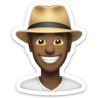 Michael wearing a funny hat and laughing sticker