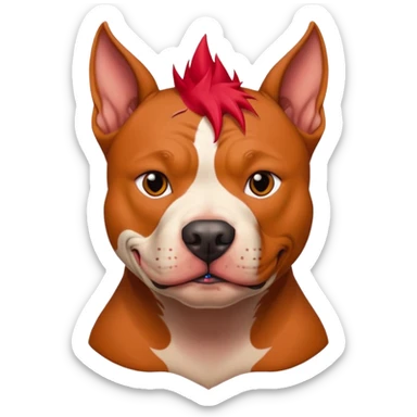 very tattoed face pitbull dog with red spiky hair sticker