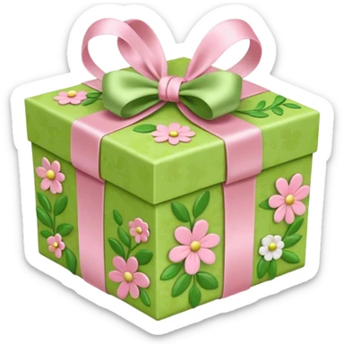 light green and light pink floral gift box sticker
