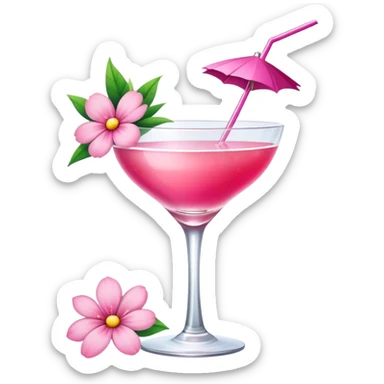 Pink Cocktail with flowers  sticker