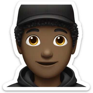 smiling boys with black Afro with  black LA hat sticker