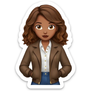 Baddie girl with brown weavy hair sticker