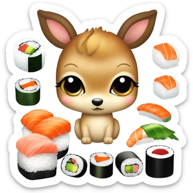 Baby deer with sushi sticker