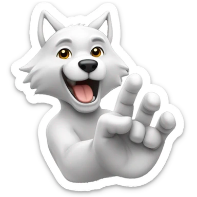 make a emoji of cute wolf wave his hand  sticker