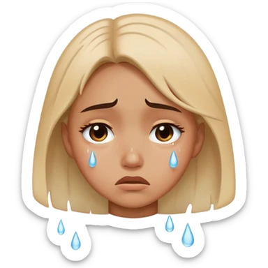 Praying girl with tears coming down sticker