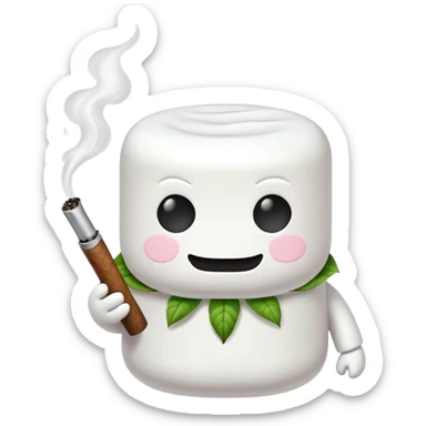 marshmallow gangster character smoking weed sticker